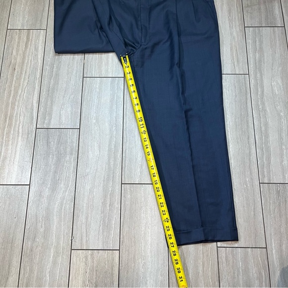 Burberry Men’s Navy Plaid Wool Blend Trouser Business Pants Size 42 - Picture 6 of 7